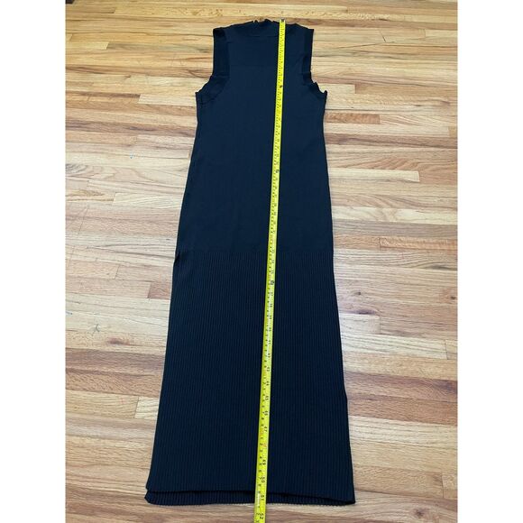 Good American Women's Dress Long Maxi Side Slit Ribbed Mock Neck 5/6 Black - Picture 8 of 8